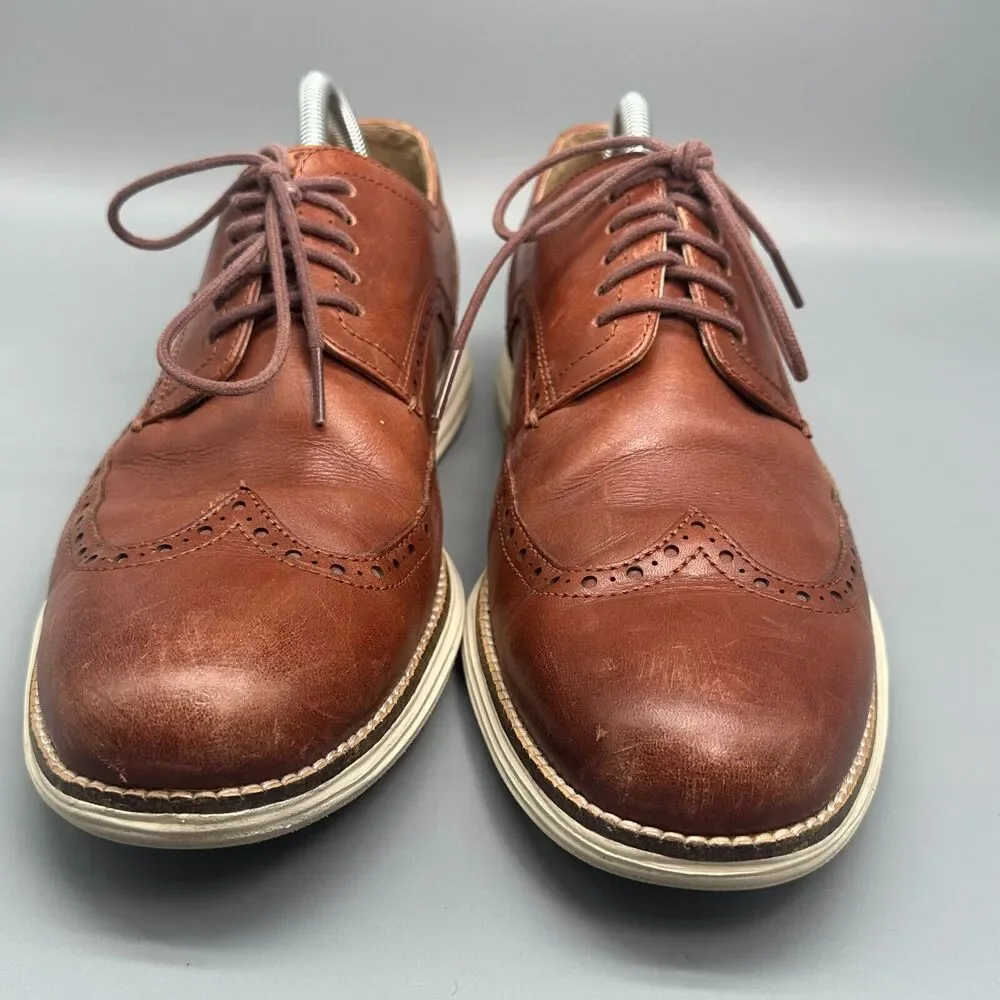 Cole Haan Original Grand Men's 10.5 Brown Leather Energyweave Wingtip Oxfords